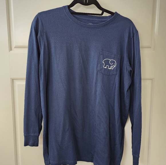 ! Ivory Ella Navy Crew Neck Cleopatra Elephant Pocket Long Sleeve Tee Size XL ! - Picture 2 of 3